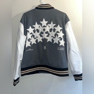 AMIRI Gray and White Star Bomber Jacket